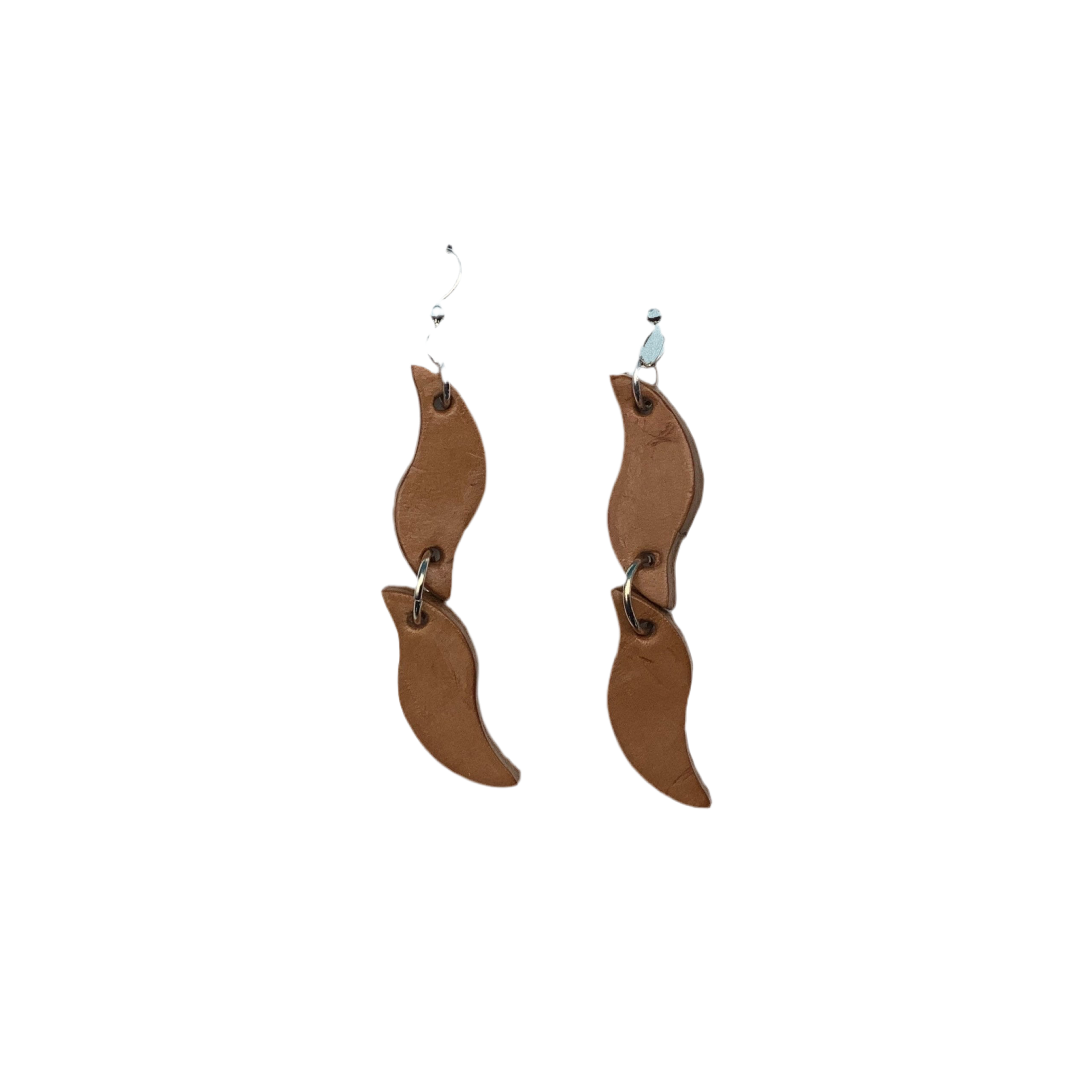 Long Leather Earrings on Sterling Silver Ear Wires