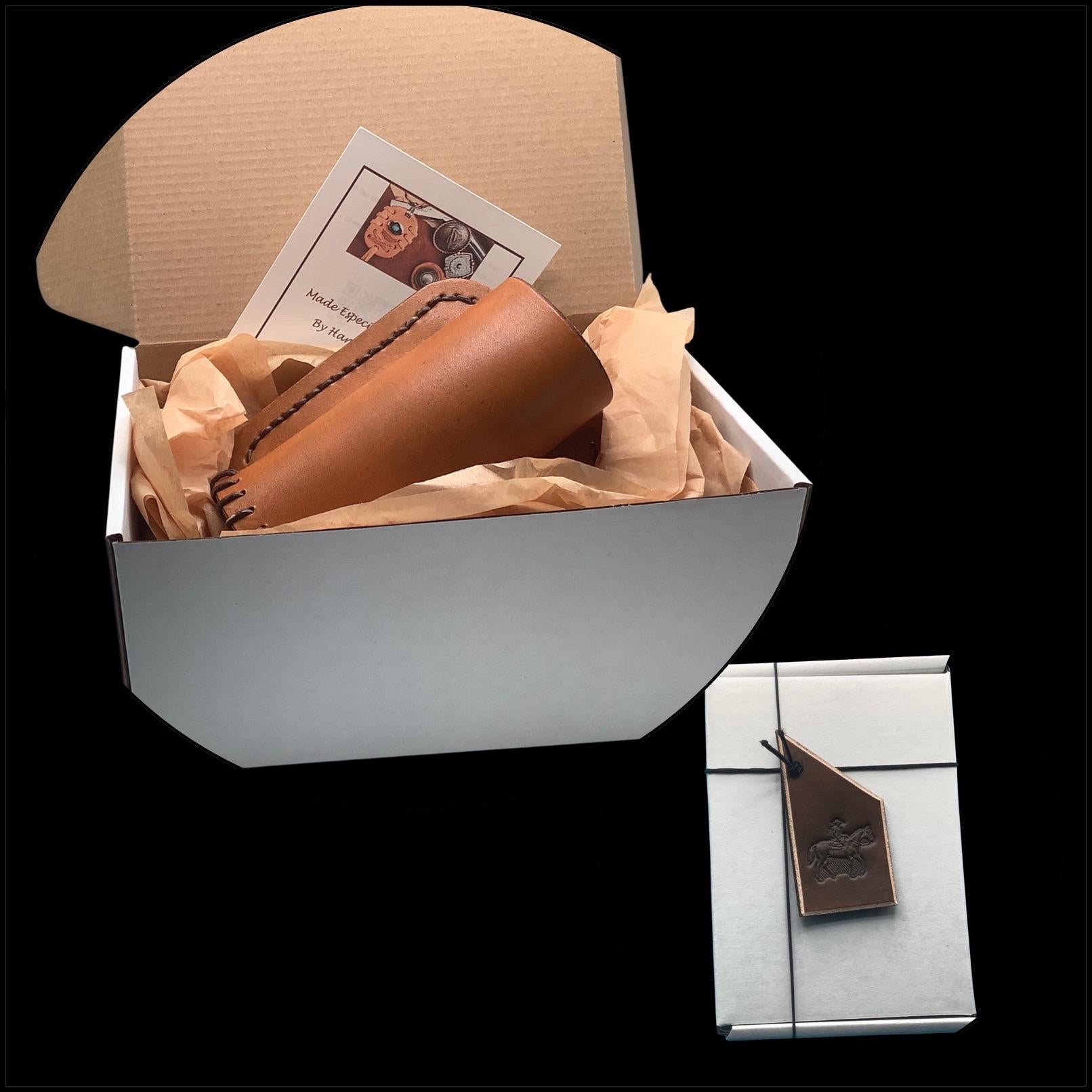 Gift box that you leather will arrive in.