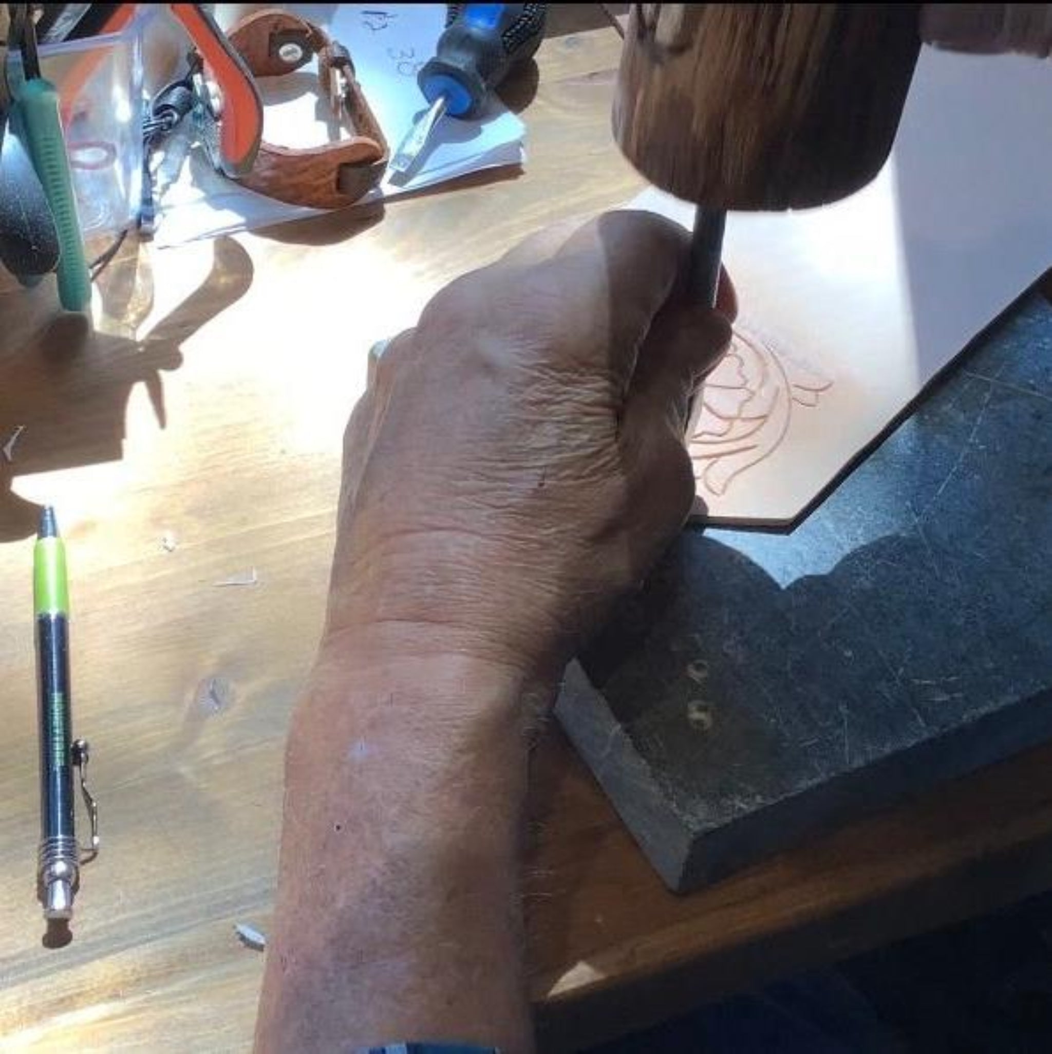 Leather Hoof Pick Holder and Hoof Pick For Saddle Billet Strap