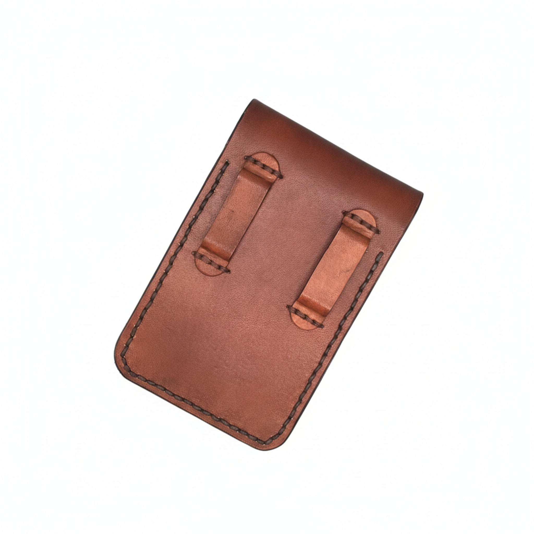 Western Leather Phone Holder, Hand - tooled Cross and Vine | Mahogany