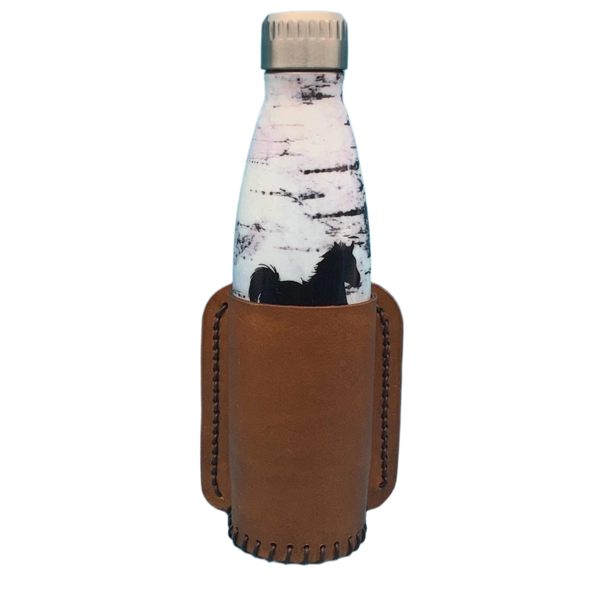Leather Saddle Drink Holder for Saddle Billet Strap in Tan