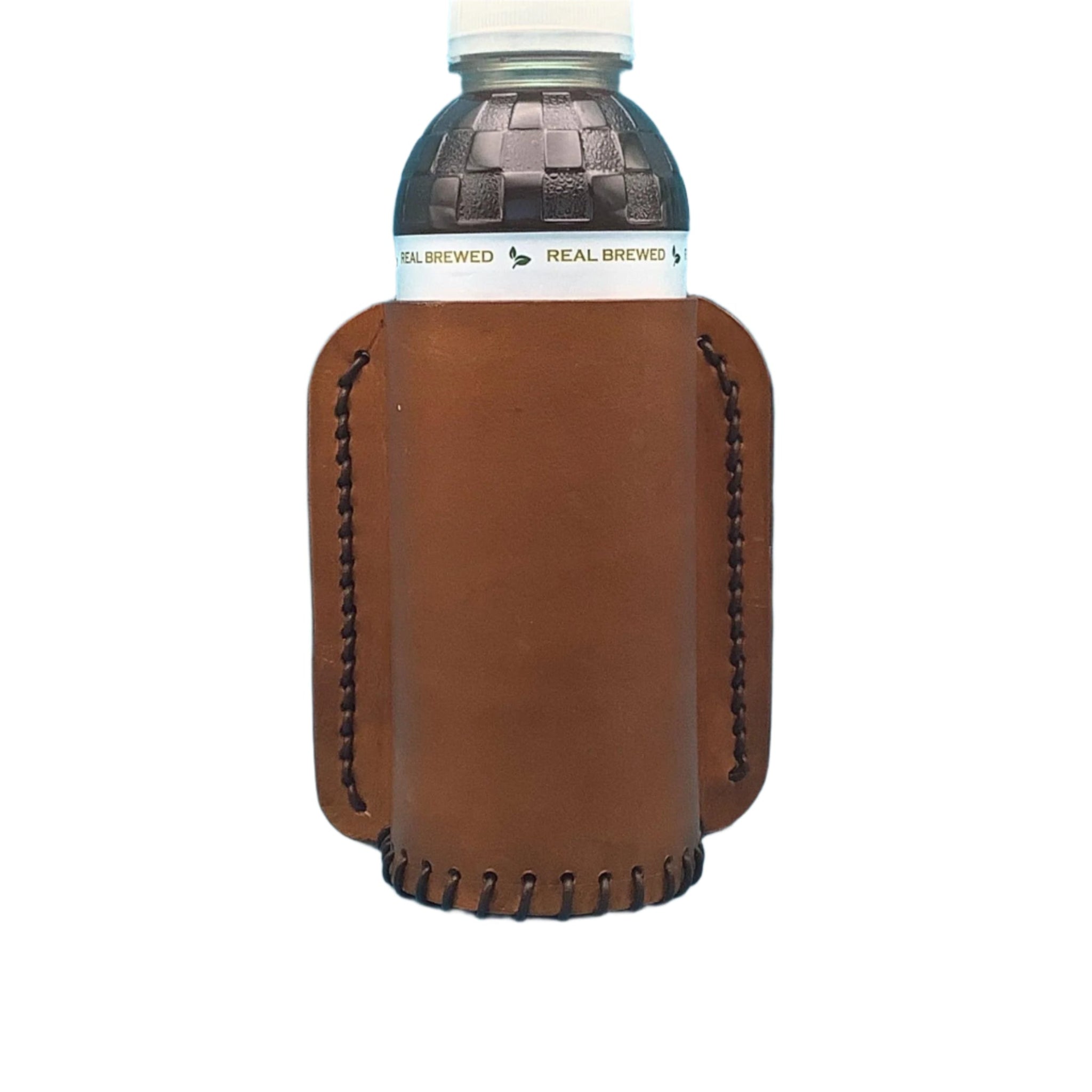 Leather Saddle Drink Holder for Saddle Billet Strap in Tan