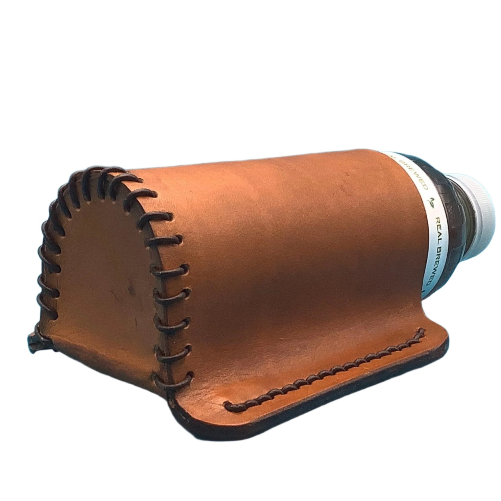 Leather Saddle Drink Holder for Saddle Billet Strap in Tan