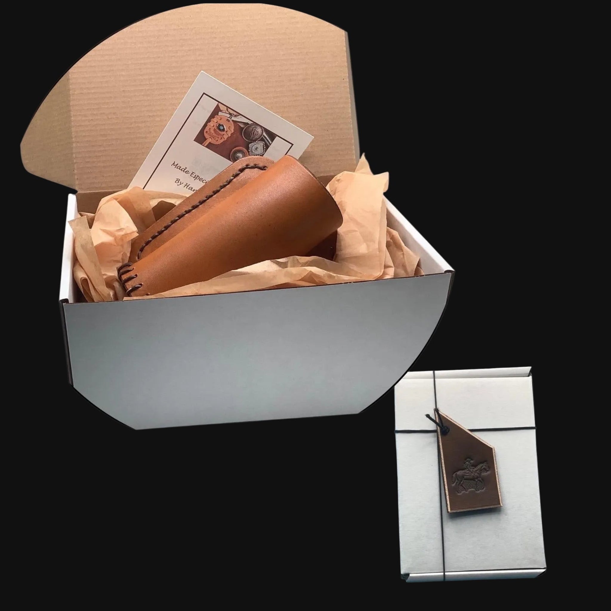 Leather Saddle Drink Holder for Saddle Billet Strap in Tan