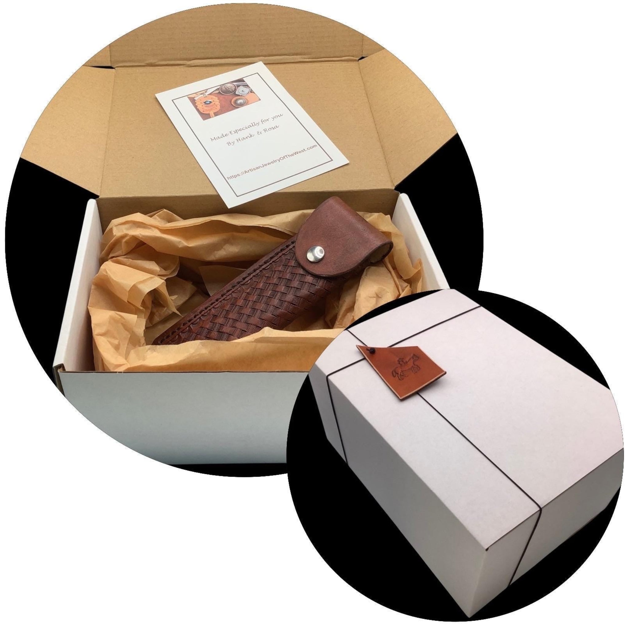 Saddle Phone case and Leather Hoof Pick Holder with Hoof Pick in Mahogany Basketweave