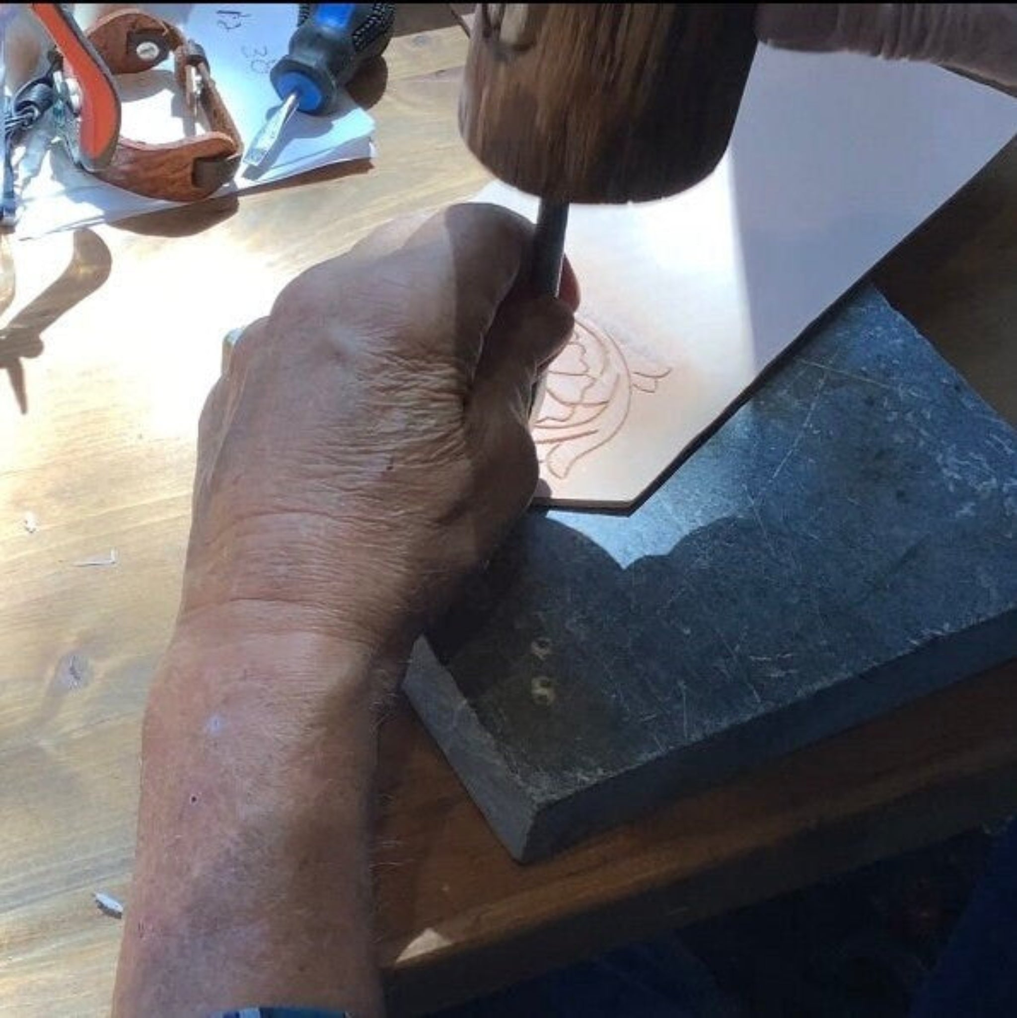 Hank tooling leather.