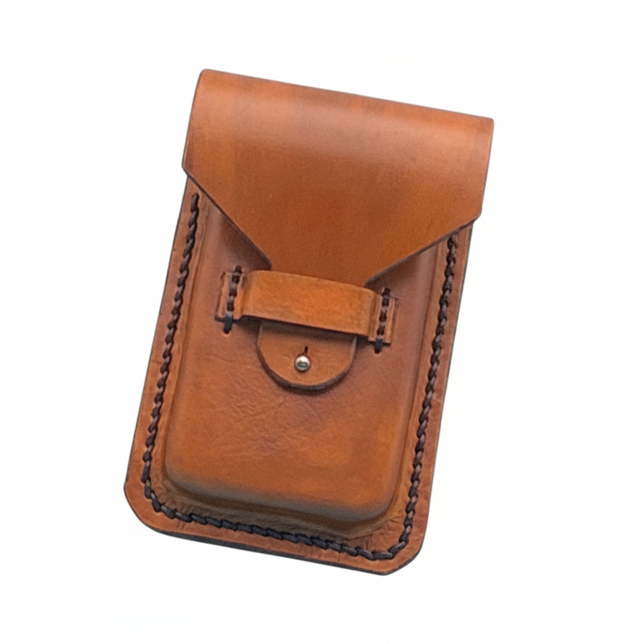 Saddle Phone Holder, Leather Phone Holder for Saddle Billet Strap in Tan