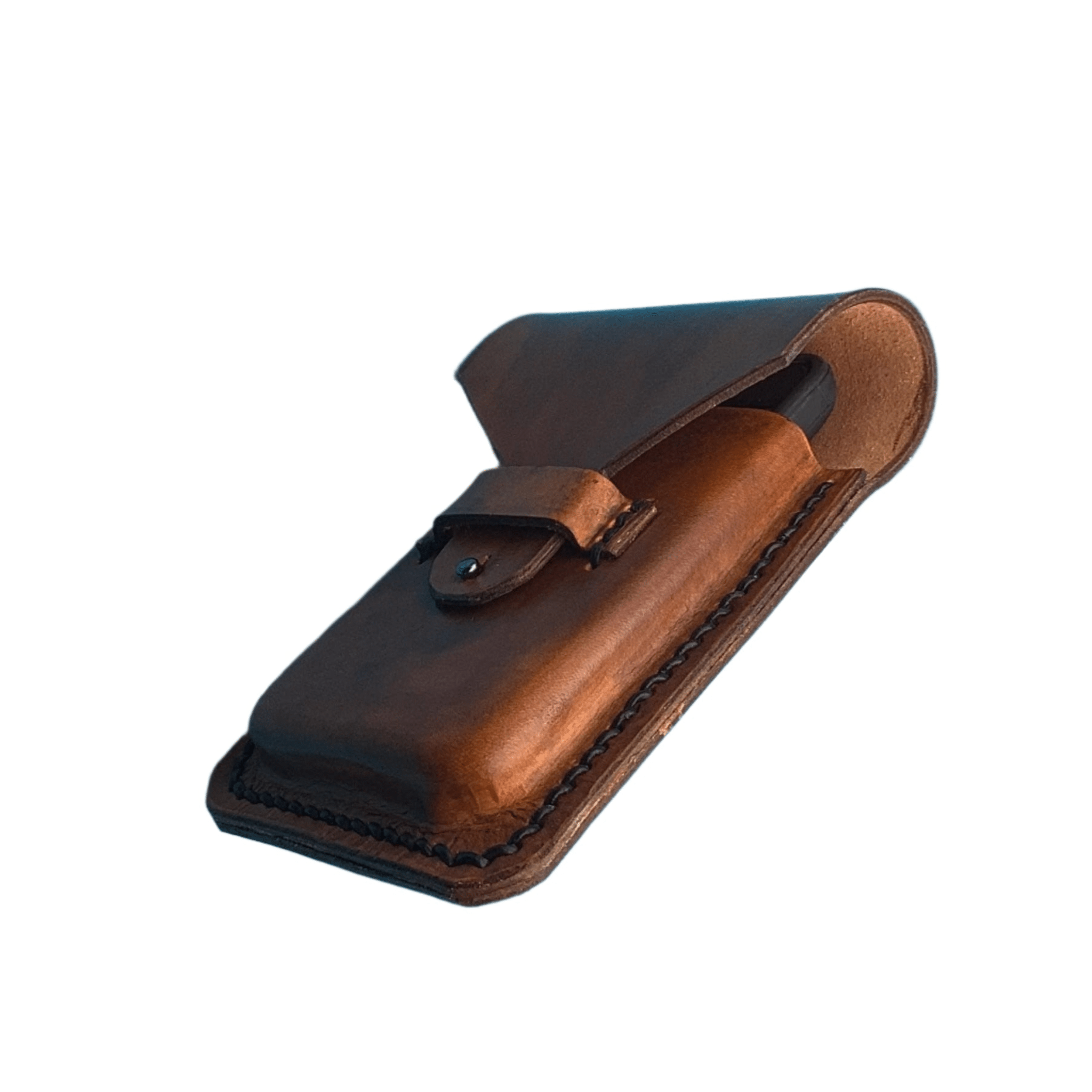 Saddle Phone Holder, Leather Phone Holder for Saddle Billet Strap in Tan