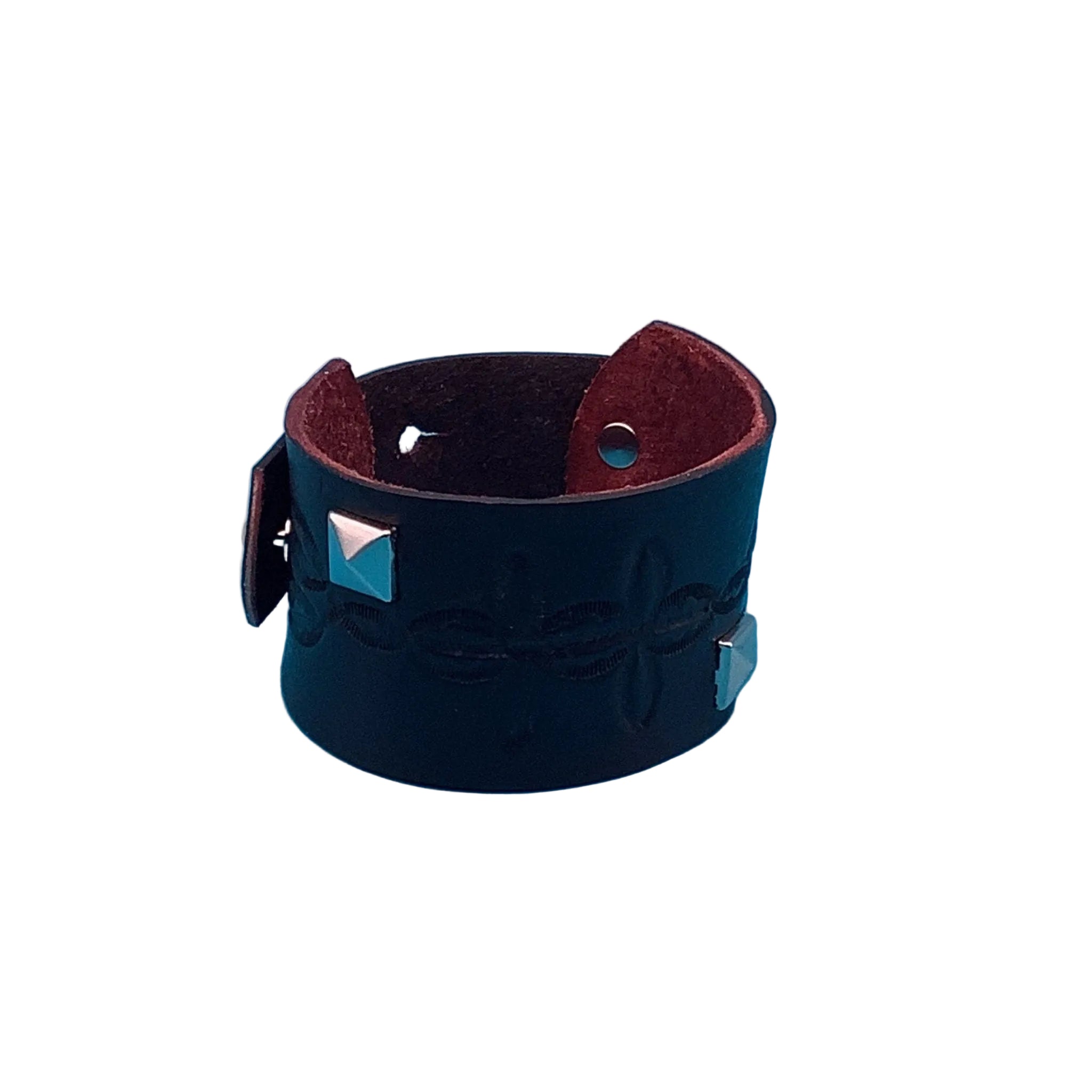 Wide Leather Bracelet with Studs