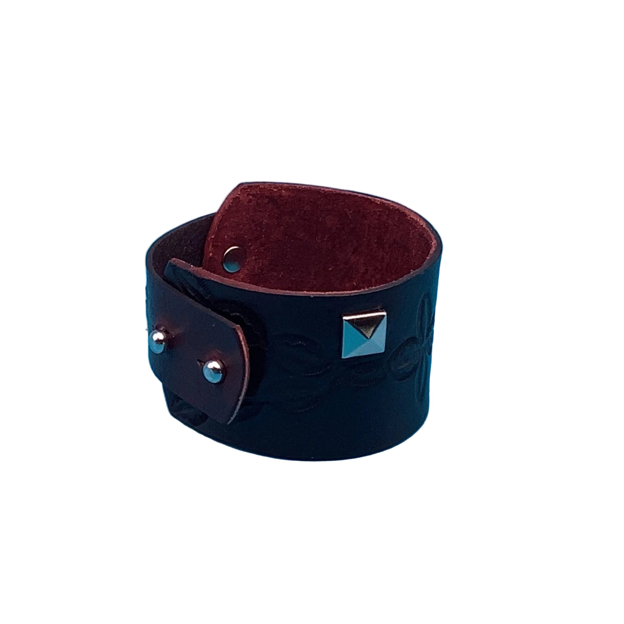Wide Leather Bracelet with Studs