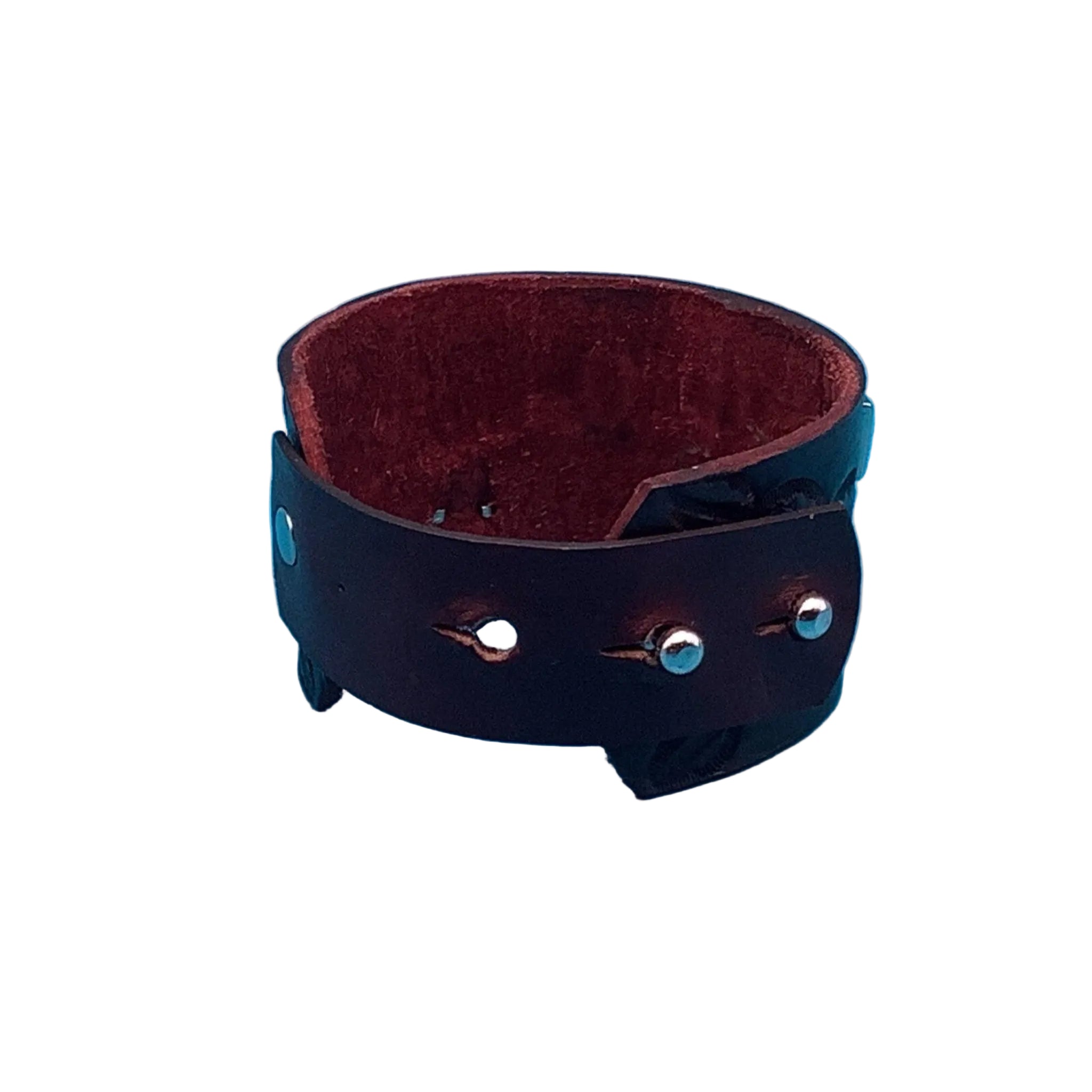 Wide Leather Bracelet with Studs