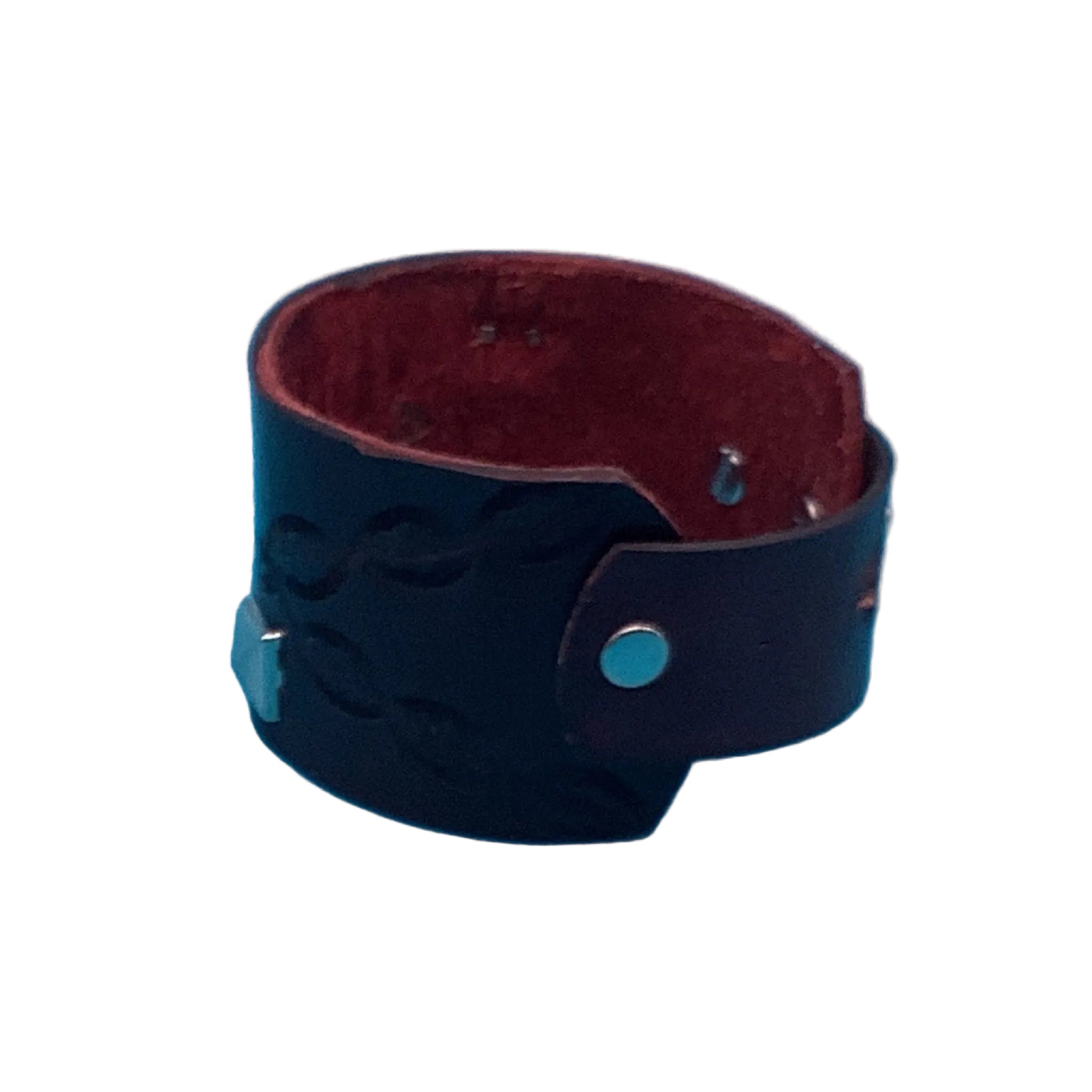 Wide Leather Bracelet with Studs