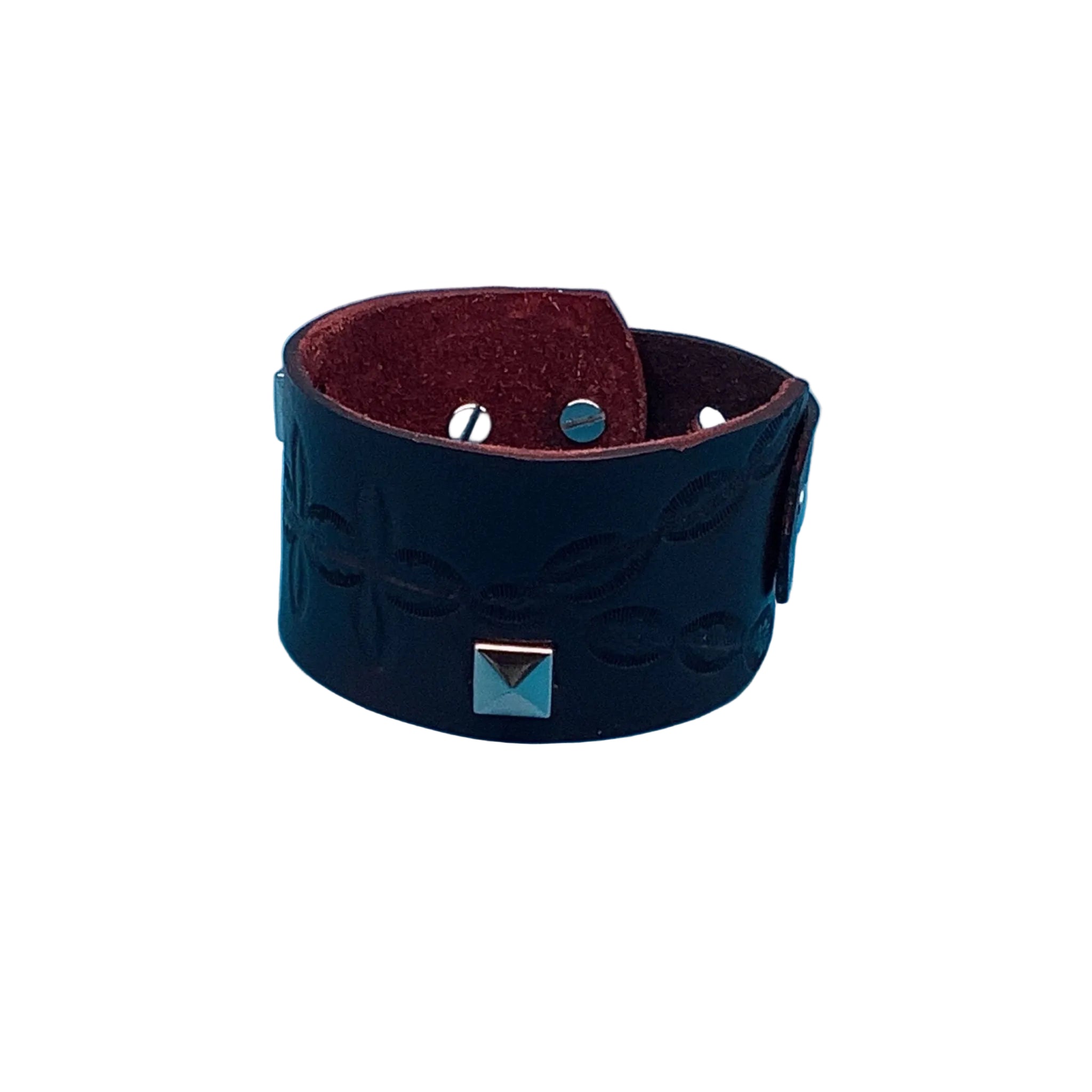 Wide Leather Bracelet with Studs