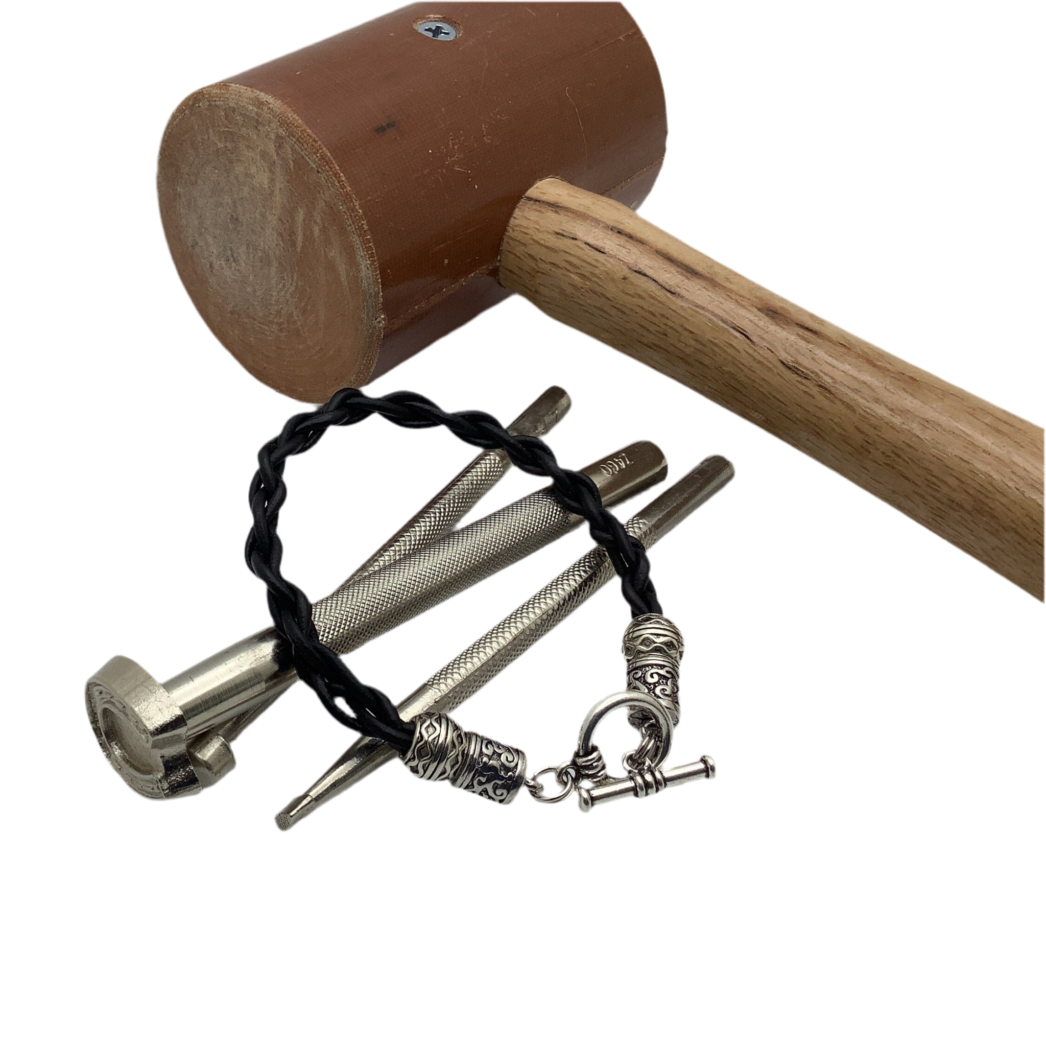 Stackable Bracelets, Braided Black Leather Bracelet, Brown Stretch Bracelet