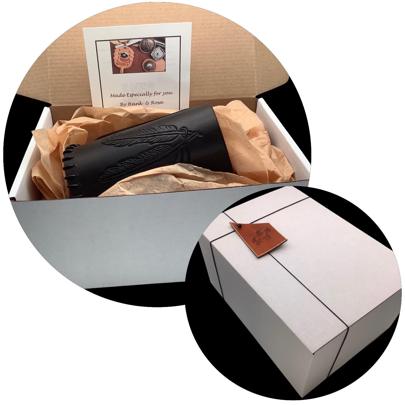 Gift box that your leather will arrive in.
