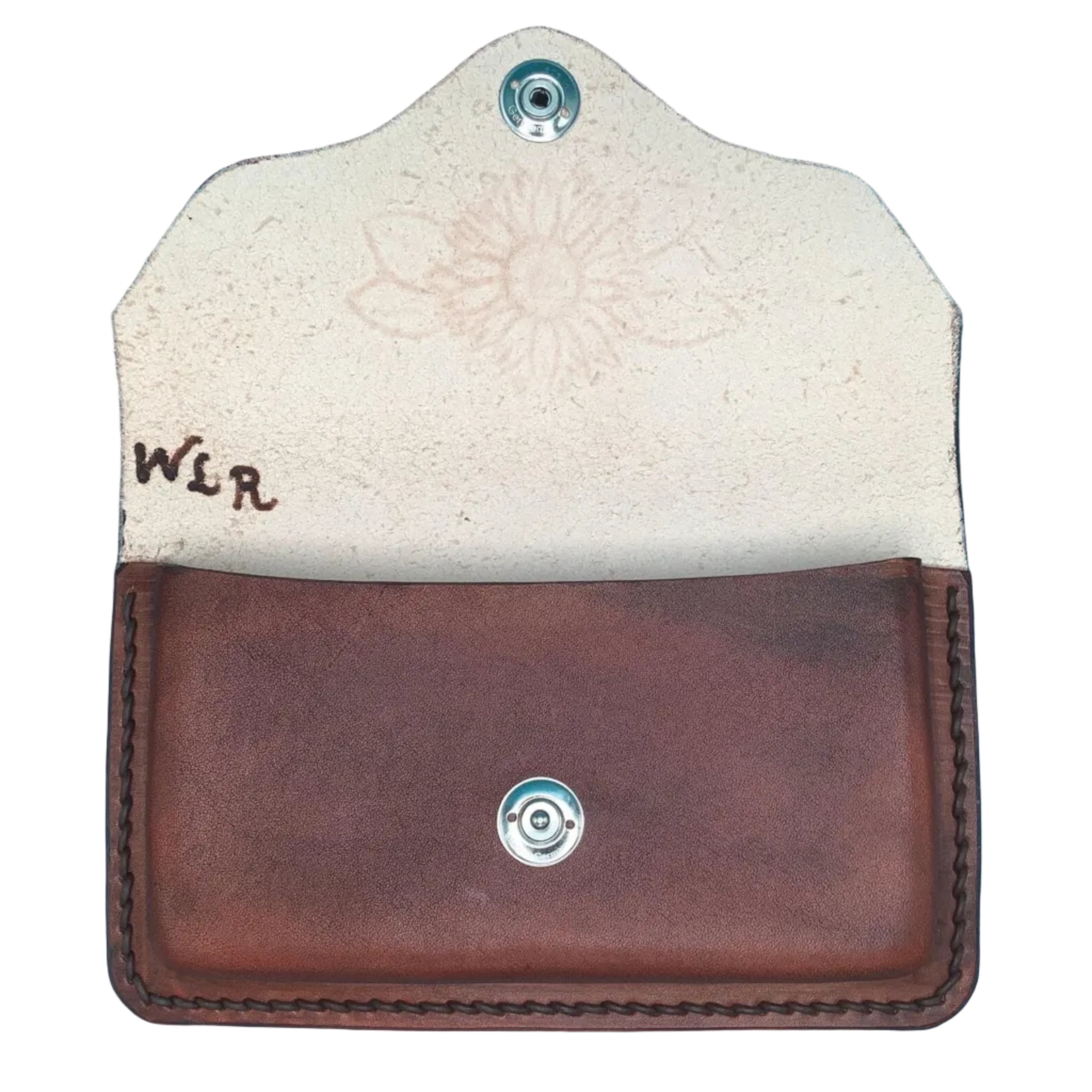 Pommel Bag for Western Saddle - Hand Tooled Sunflower - Mahogany