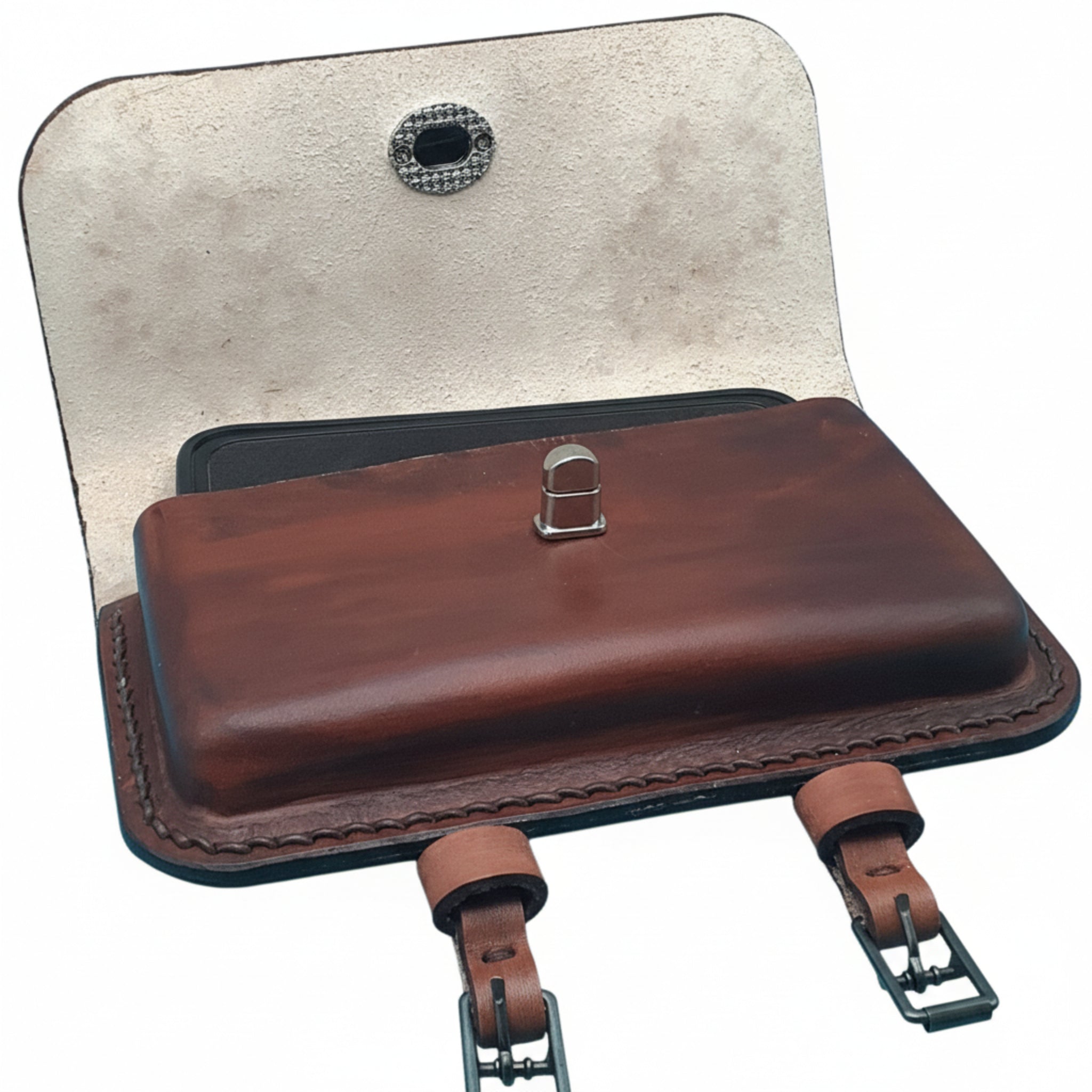 Pommel Bag for Western Saddle - Hand Tooled Desert Rose